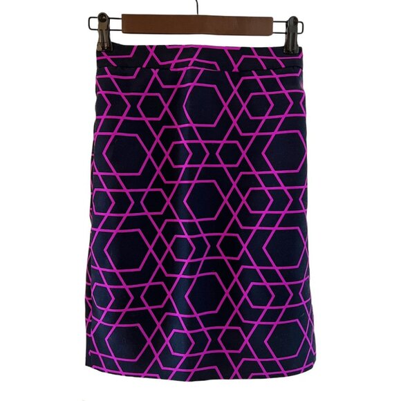 *HP!!* - J. Crew - No. 2 Pencil Skirt Italian Wool - Navy/Pink-Purple Geo - 0P - Picture 1 of 5
